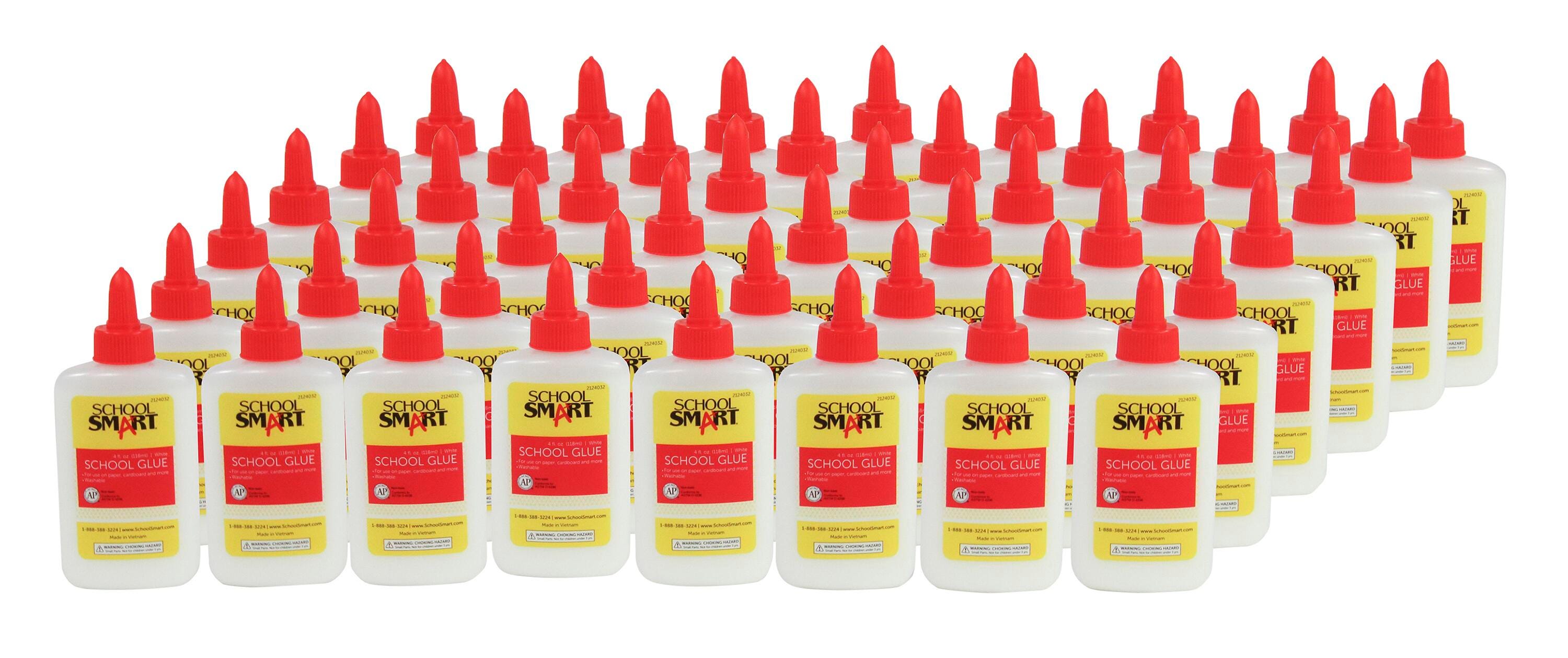 School Smart Washable School Glue, 4 Ounce Bottles, White, Pack of 48 2124030